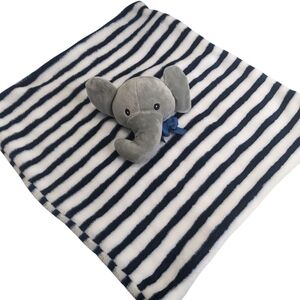 Lila And Jack Navy Striped Elephant Plush Blanket Security Blanket Lovey